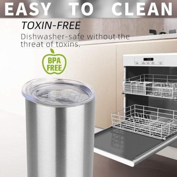 20 oz Stainless Steel Skinny Tumbler Insulated, Slim & Craft-Ready with Lid - Picture 5 of 5